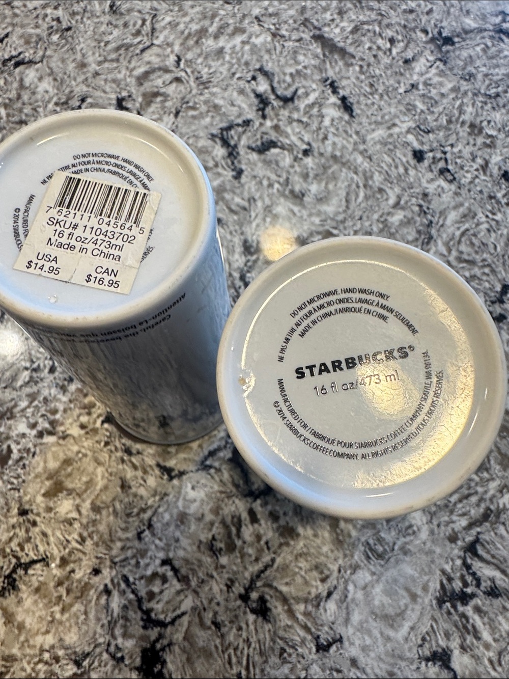 Starbucks White Ceramic Travel Mugs with Green Logo - Set of 2 - Picture 3 of 3